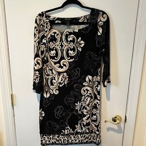 White House Black Market Black dress with beige/white pattern size medium